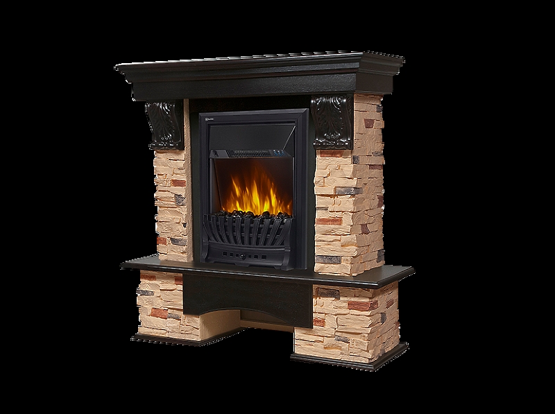 Портал Firelight Pietra Classic камень сланец натуральный, шпон темный дуб