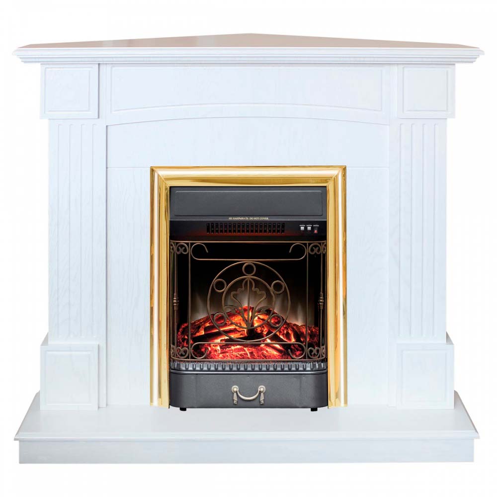 Электрокамин RealFlame  Andrea Corner WT с очагом Majestic Lux Brass