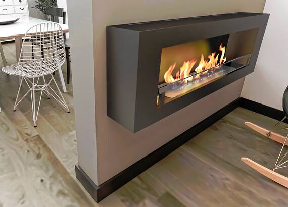 Настенный биокамин Zefire Ornament 1200 со стеклом (Estetic Flame)