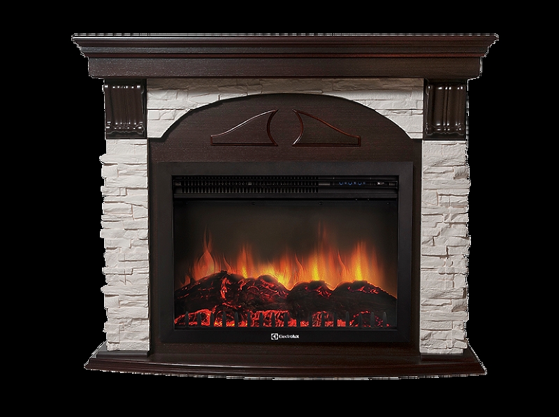 Портал Firelight Torre 26/30S камень белый, шпон темный дуб