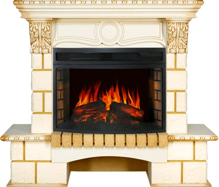 Каминокомплект Royal Flame  Pierre Luxe - Шампань / Слонова кост с патиной с очагом Dioramic 25 LED FX