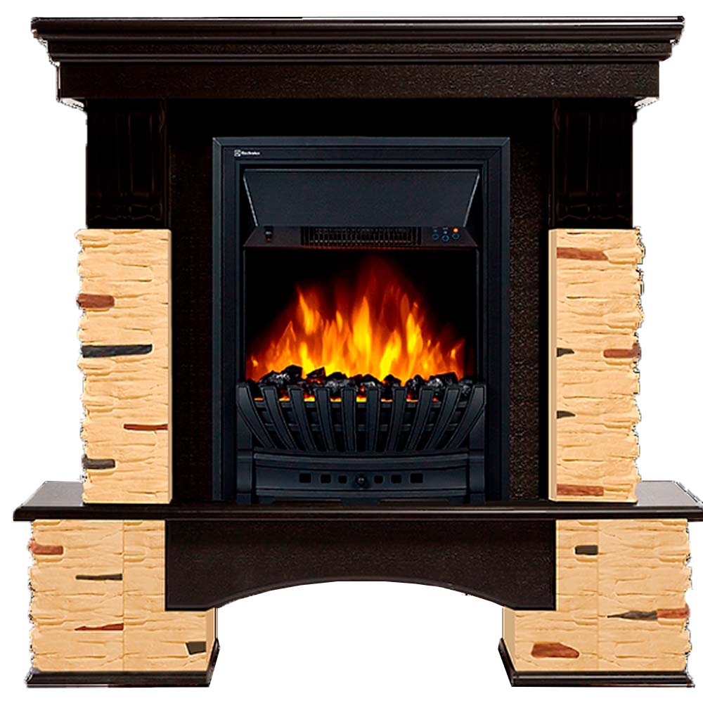 Портал Firelight Pietra Nuovo Classic камень сланец натуральный, шпон темный дуб