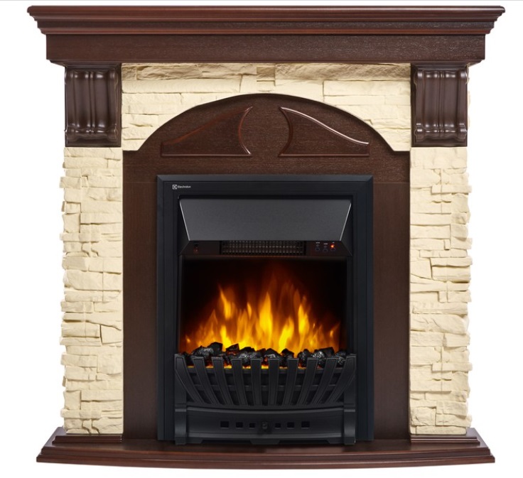 Каминокомплект Electrolux Torre Classic с очагом Classic EFP/P-1020LS камень сланец, шпон темный дуб