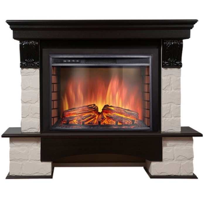 Каминокомплект Electrolux Forte 26/30S с очагом EFP/P-3020LS камень белый, шпон венге