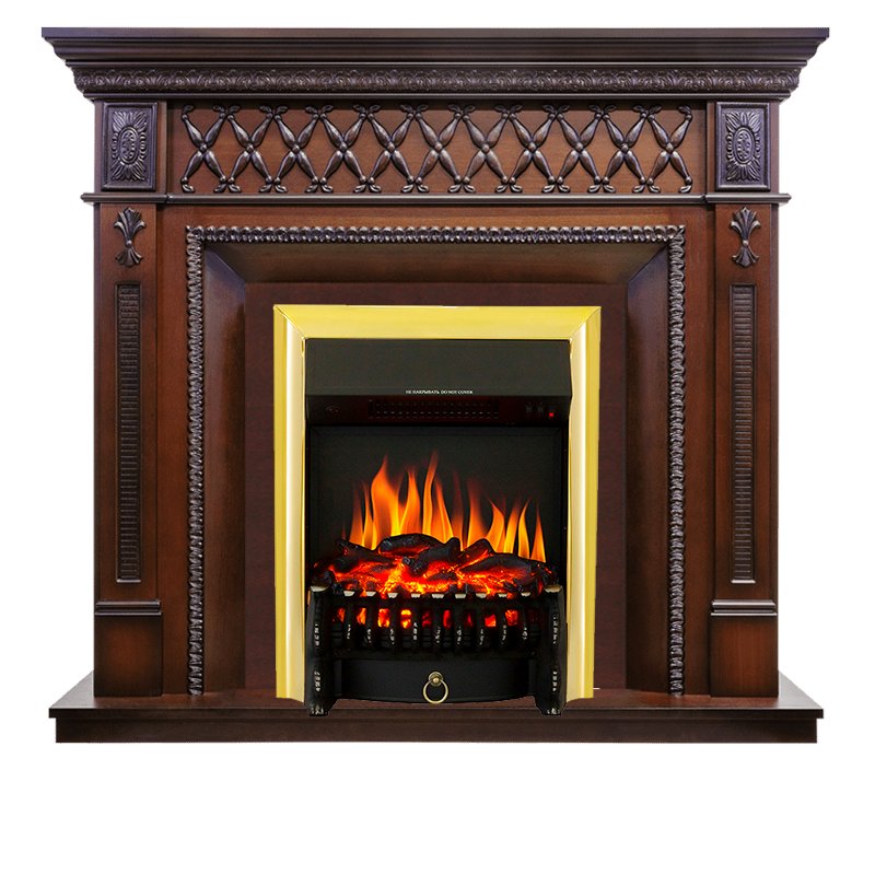 Каминокомплект Royal Flame  Alexandria - махагон коричневый антик с очагом Fobos FX Brass