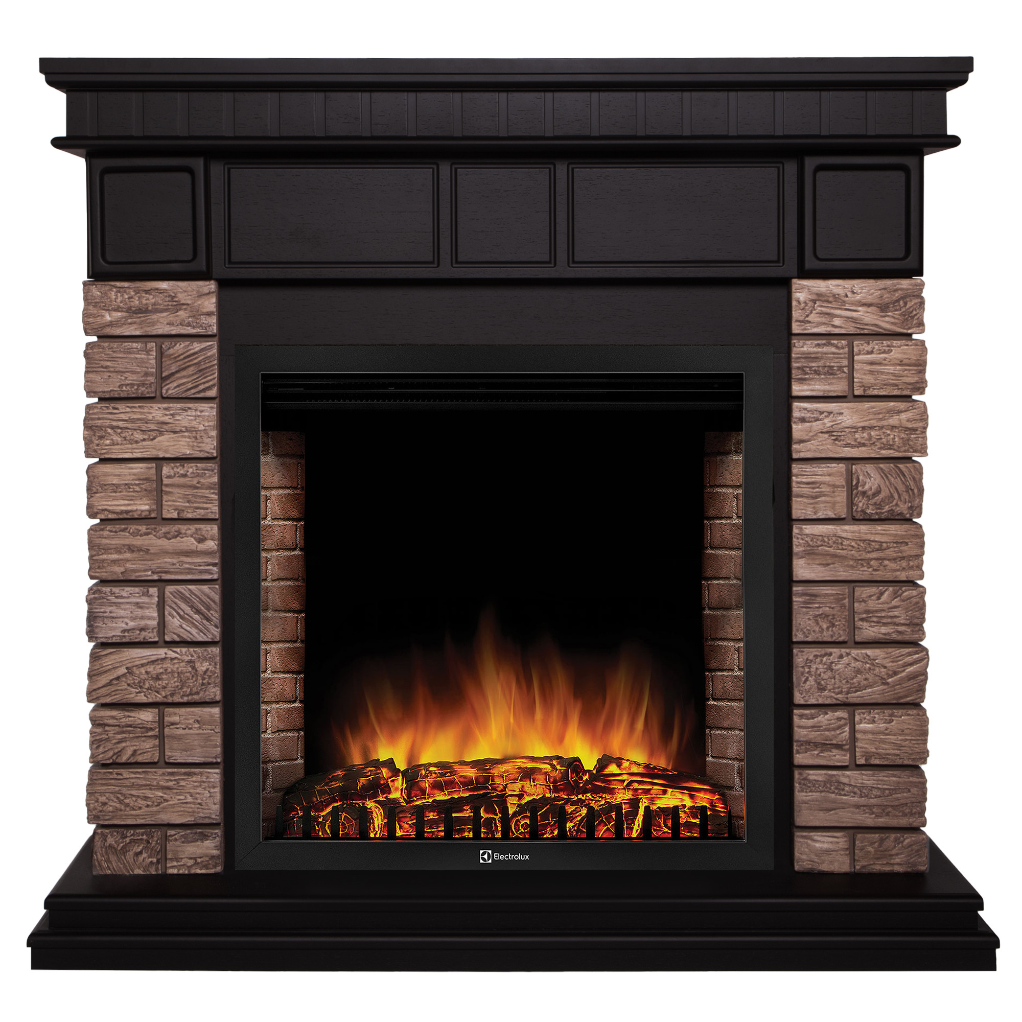 Портал Firelight Bricks Wood Classic камень темный, шпон венге