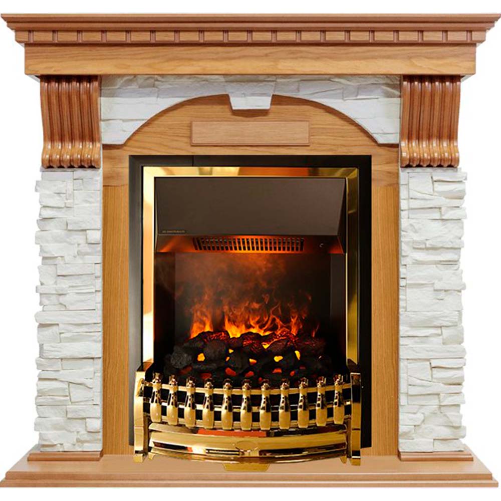 Каминокомплект Dimplex Dublin - Дуб / Сланец белый с очагом Atherton