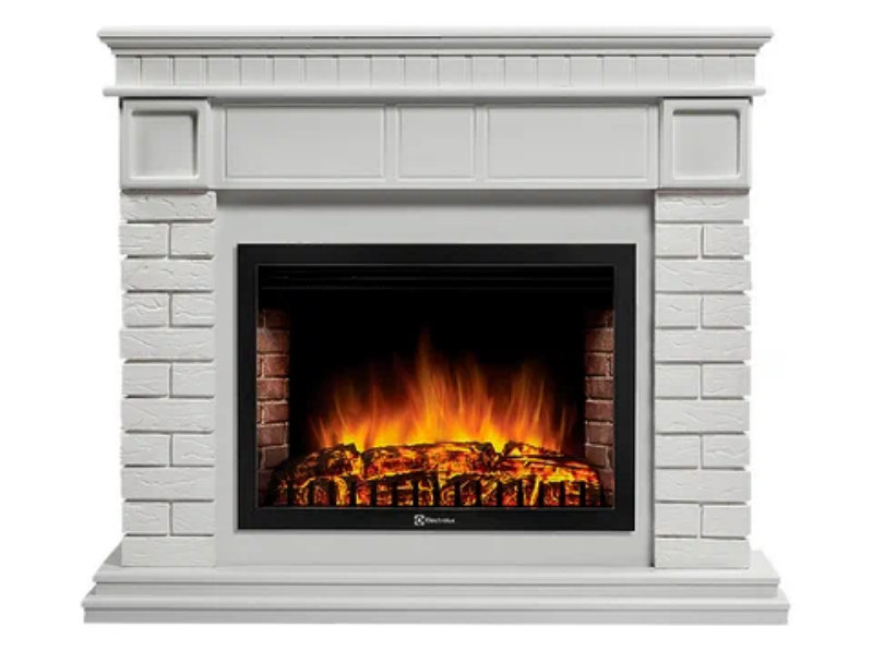 Каминокомплект Electrolux Bricks 30 с очагом EFP/P-3020LS камень белый, белая эмаль