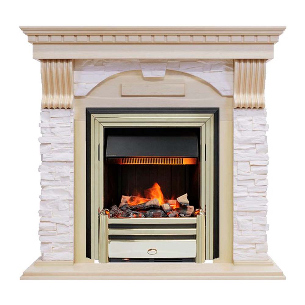 Каминокомплект Dimplex Dublin - Слоновая кость с патиной / Сланец крем с очагом Cavendish