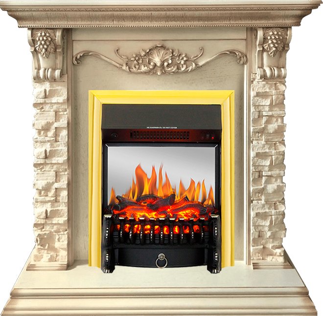 Каминокомплект Royal Flame  Adriana - Cлоновая кость с очагом Fobos FX M Brass