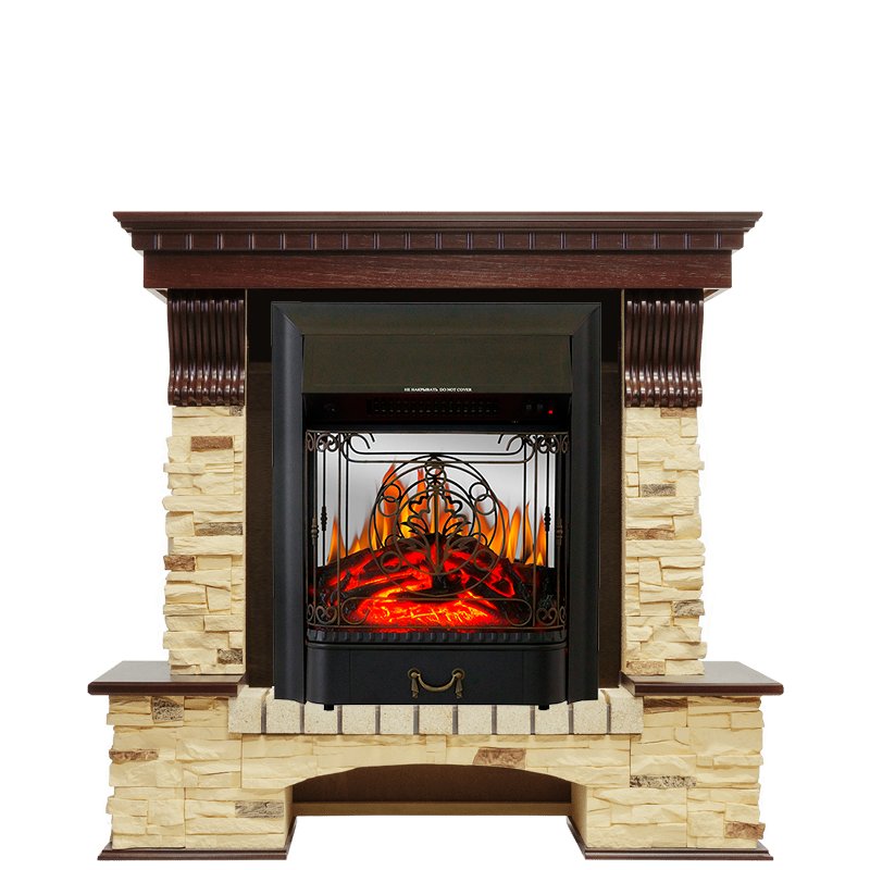 Каминокомплект Royal Flame  Pierre Luxe - Темный дуб / Сланец с очагом Majestic FX M Black