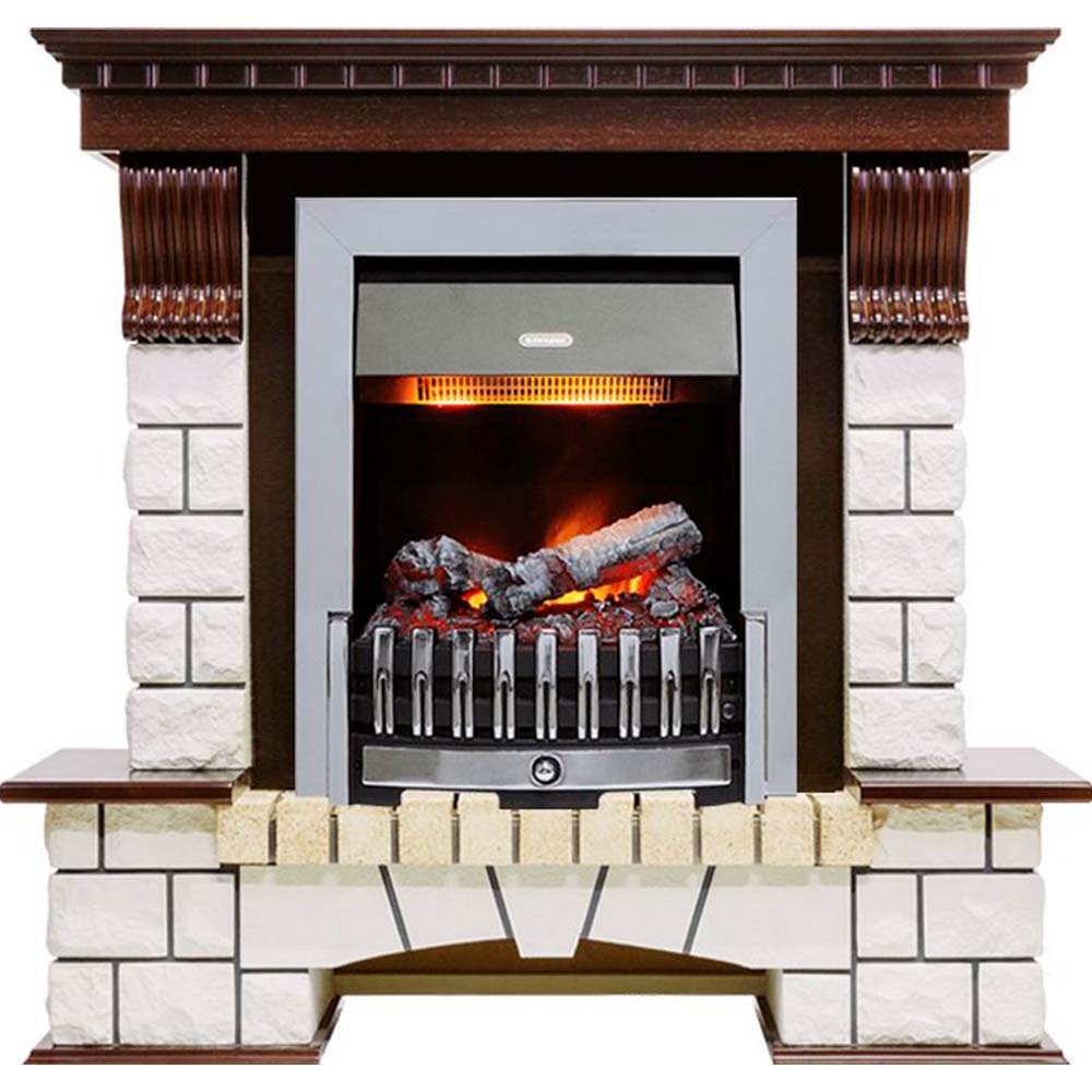 Каминокомплект Dimplex Pierre Luxe - Темный дуб / Белый (Высота 1050мм) с очагом Danville Chrome FB2