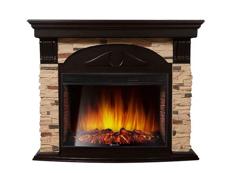 Каминокомплект Electrolux Torre 26 Sphere с очагом EFP/P-2620RLS камень сланец натуральный, шпон темный дуб