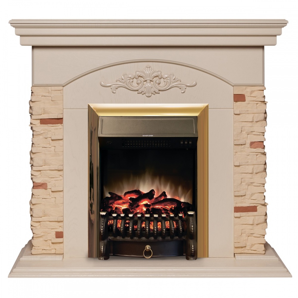 Электрокамин RealFlame  Neapolis WT с очагом Fobos Lux Brass