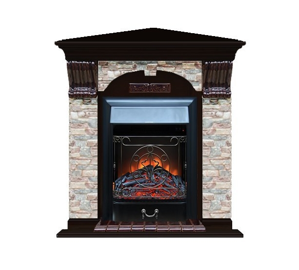 Каминокомплект Glenrich арочный угловой (Magestic black) венге