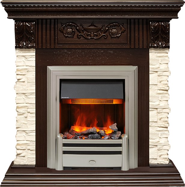 Каминокомплект Dimplex Luxemburg (каменный) - Сланец/Темный дуб с очагом Chesford