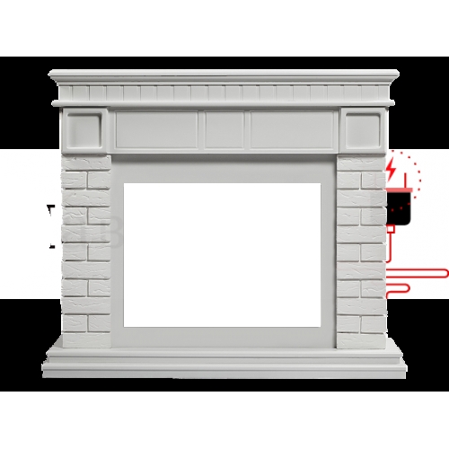 Портал Firelight Bricks 25U (угловой) камень белый, белая эмаль