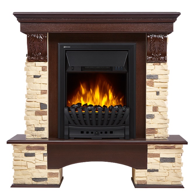 Каминокомплект Electrolux Pietra Nuovo Classic с очагом Classic EFP/P-1020LS камень сланец, шпон темный дуб