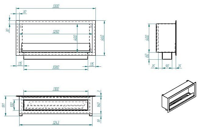 Биокамин Zefire Flagman 1300 Long