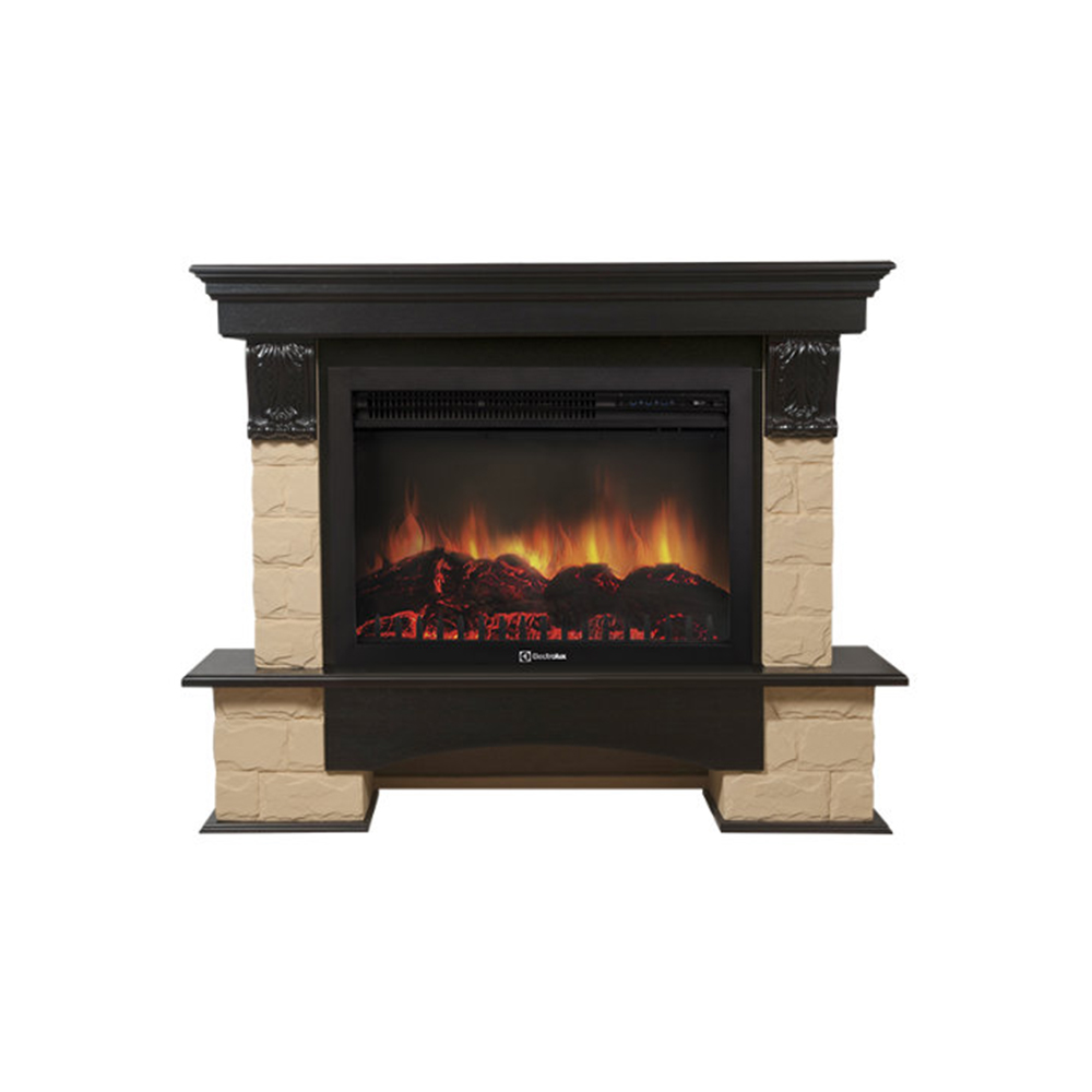 Каминокомплект Electrolux Forte 26/30S с очагом EFP/P-2620RLS камень бежевый, шпон темный дуб