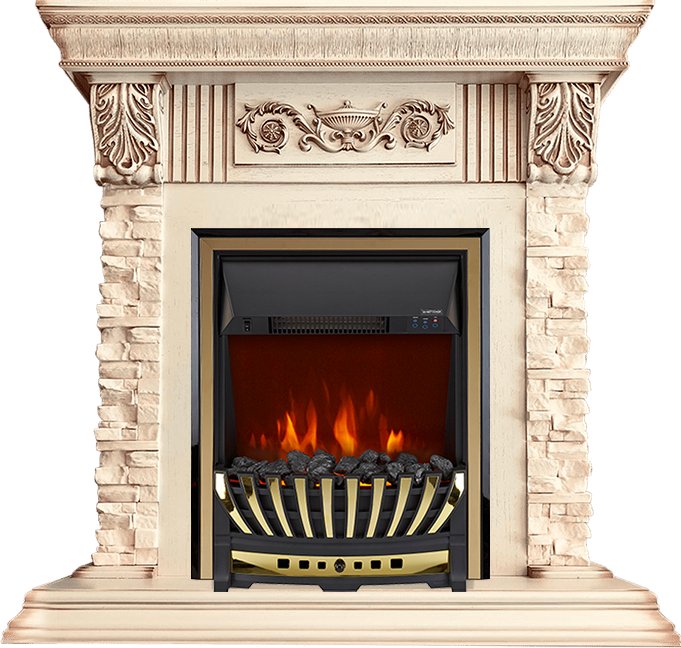 Каминокомплект Royal Flame  Luxemburg (каменный) - Сланец/Cлоновая кость с патиной с очагом Aspen Gold
