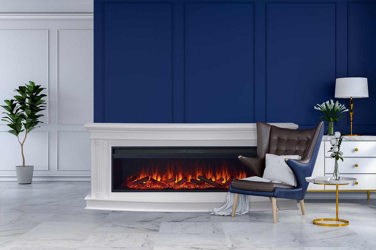 Каминокомплект Royal Flame  Rome 60 - Белый с очагом Vision 60 LED