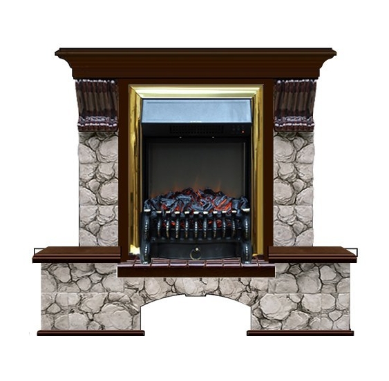 Каминокомплект Glenrich Бостон К Карелия (Fobos brass)