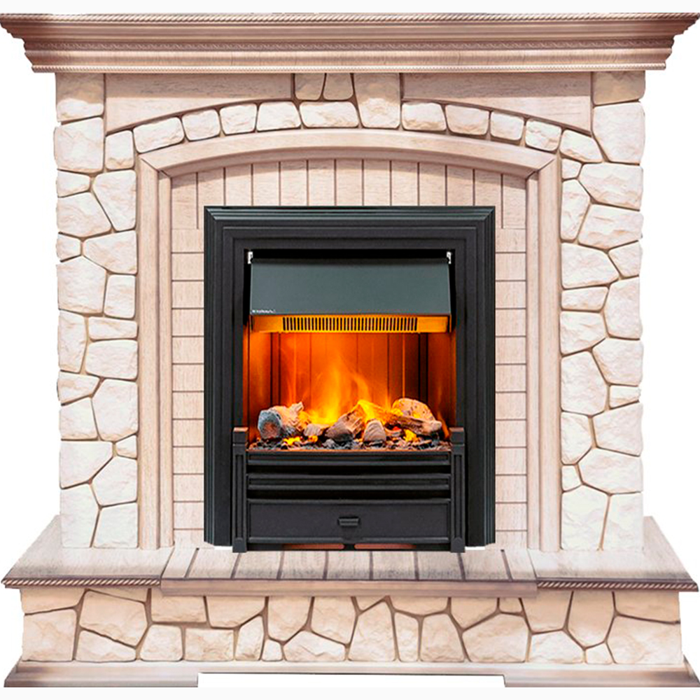 Каминокомплект Dimplex Preston - Белый/Слоновая кость с патиной с очагом Brookline Black