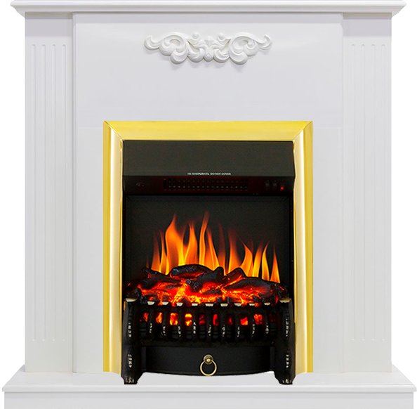 Каминокомплект Royal Flame  Lumsden - Белый дуб с очагом Fobos FX Brass