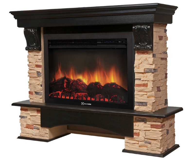 Каминокомплект Electrolux Pietra 26/30S с очагом EFP/P-2620RLS камень сланец натуральный, шпон венге