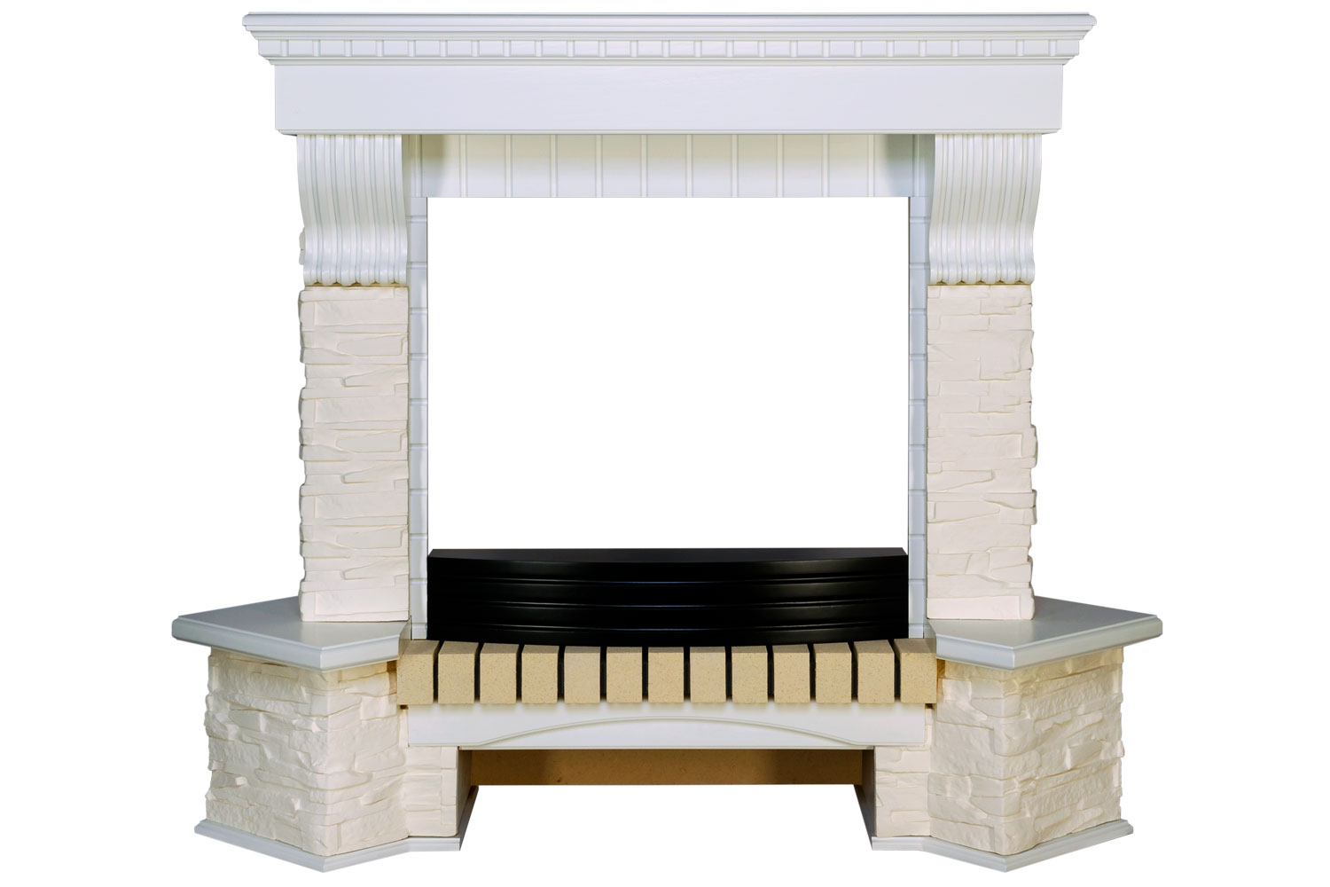 Портал Royal Flame  Pierre Luxe угловой - Белый / Сланец белый