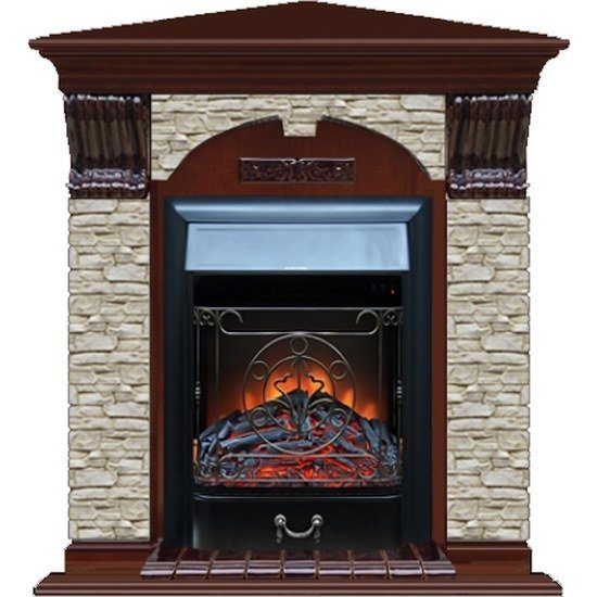 Каминокомплект Glenrich Арочный Грот однотонный угловой (Magestic)