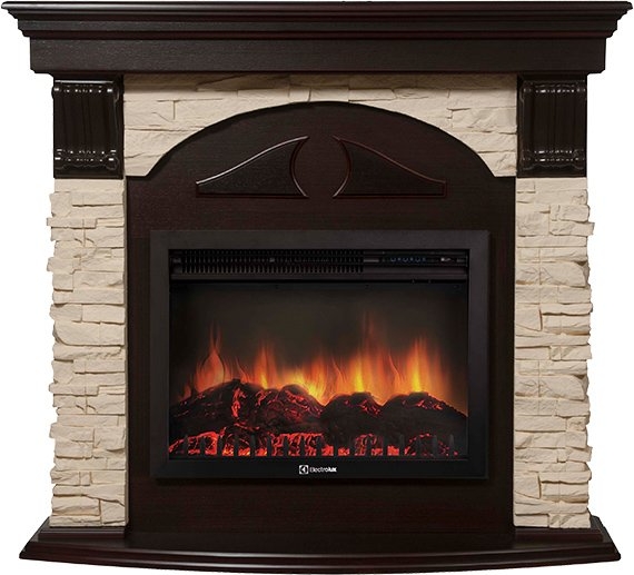 Каминокомплект Electrolux Torre 30S с очагом EFP/P-3020LS камень слоновая кость, шпон темный дуб