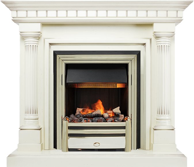 Каминокомплект Dimplex Dallas - Слоновая кость с патиной с очагом Cavendish