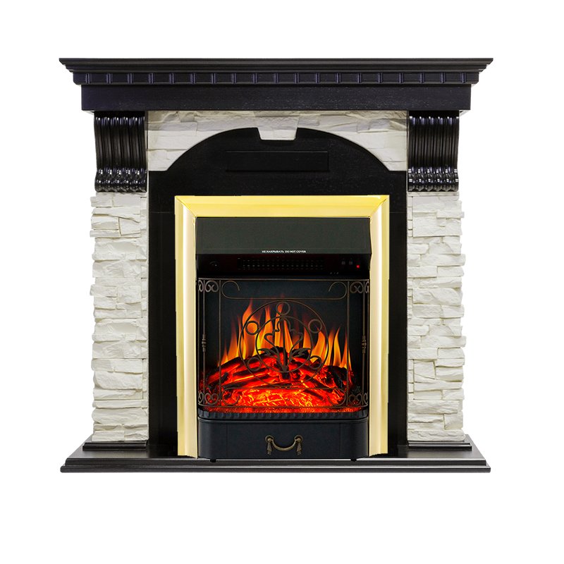 Каминокомплект Royal Flame  Dublin - Венге / Сланец белый с очагом Majestic FX Brass