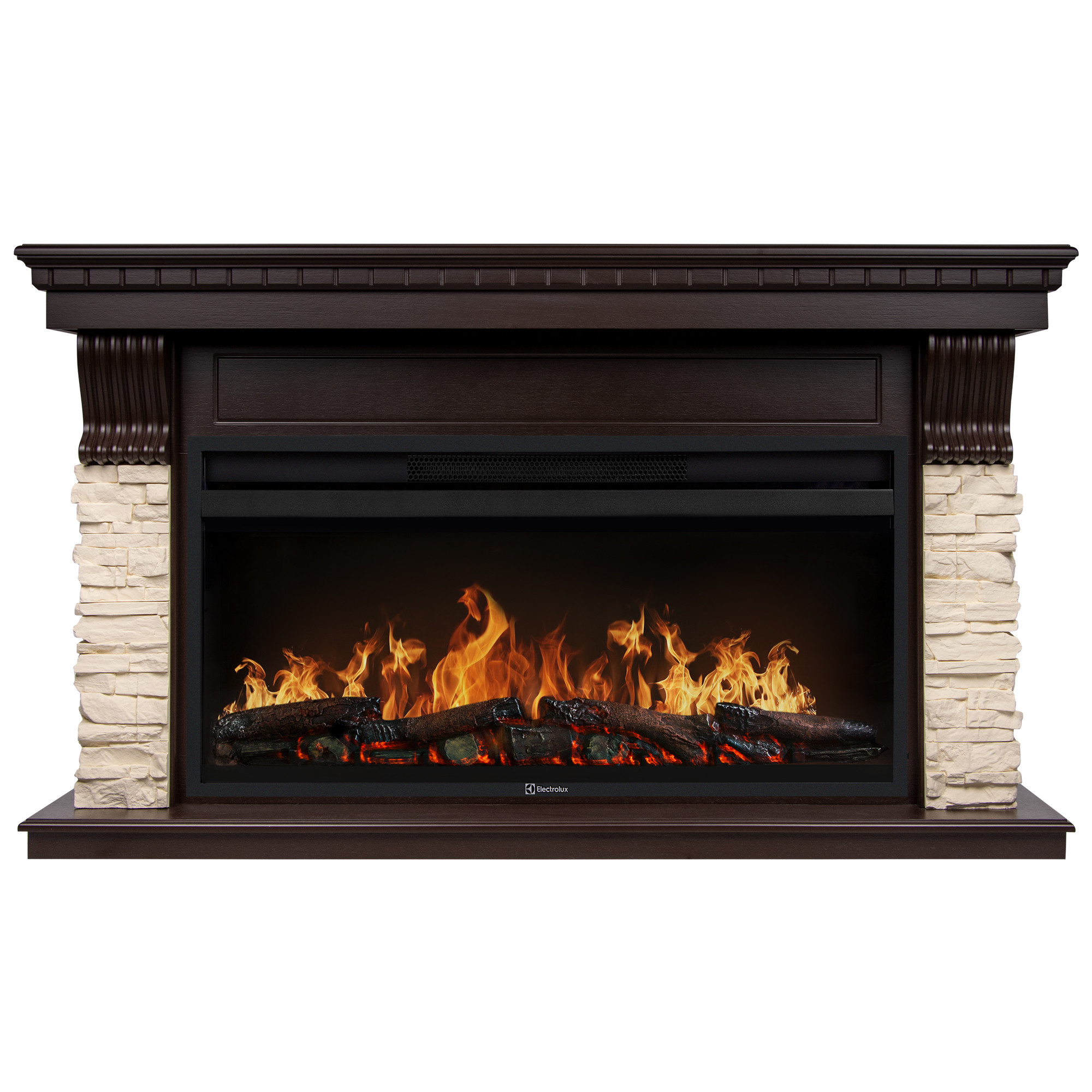 Портал Firelight Michigan 42 камень молочный, шпон темный дуб