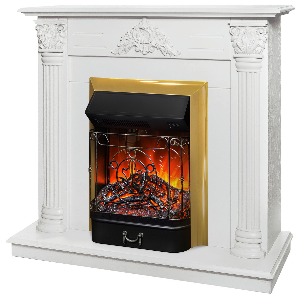 Электрокамин RealFlame  Stefania WT-F614 с очагом Majestic Lux Brass