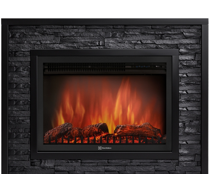Каминокомплект Electrolux Loft 30 с очагом EFP/P-3320RLS камень черный, черная эмаль