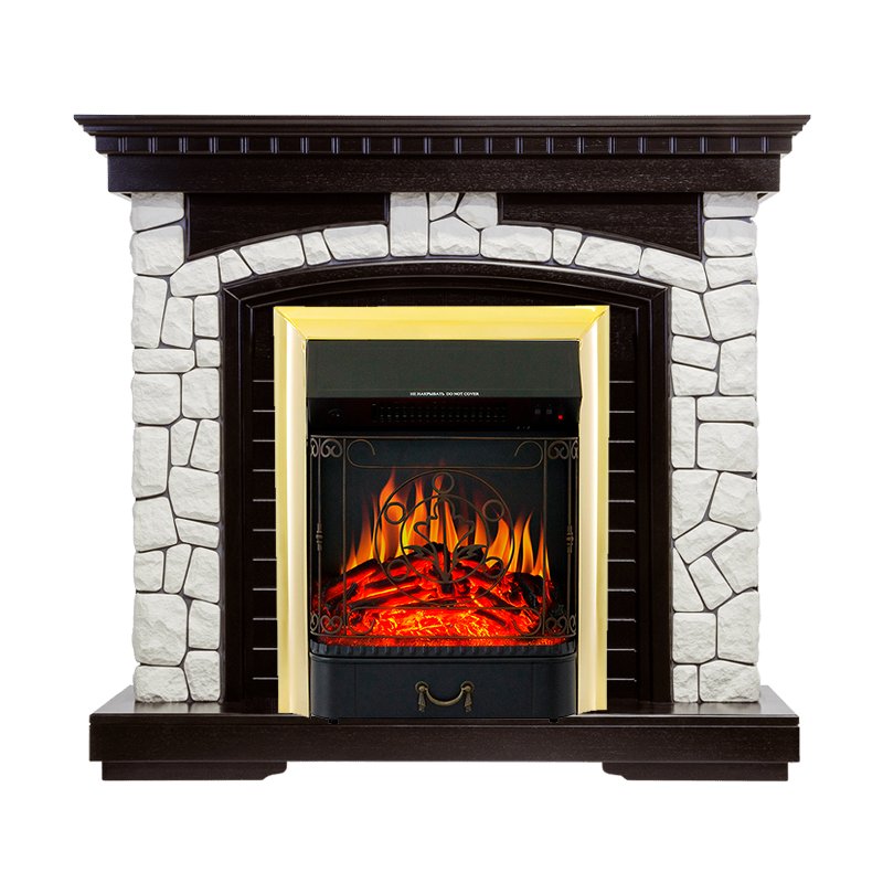 Каминокомплект Royal Flame  Glasgow - Венге / Белый с очагом Majestic FX Brass