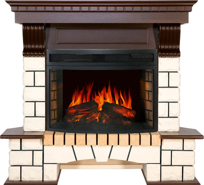 Каминокомплект Royal Flame  Pierre Luxe угловой - Белый / Темный дуб с очагом Dioramic 25 LED FX