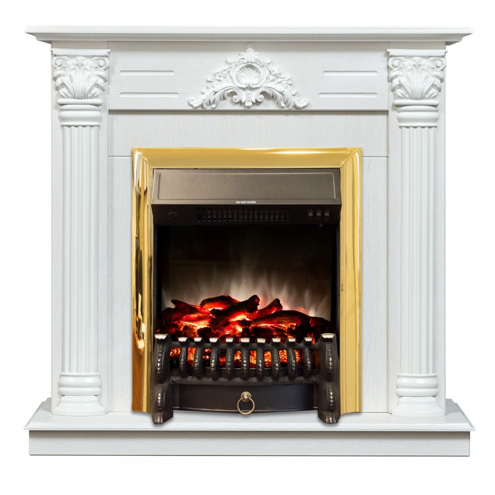 Электрокамин RealFlame  Stefania WT-F614 с очагом Fobos Lux Brass