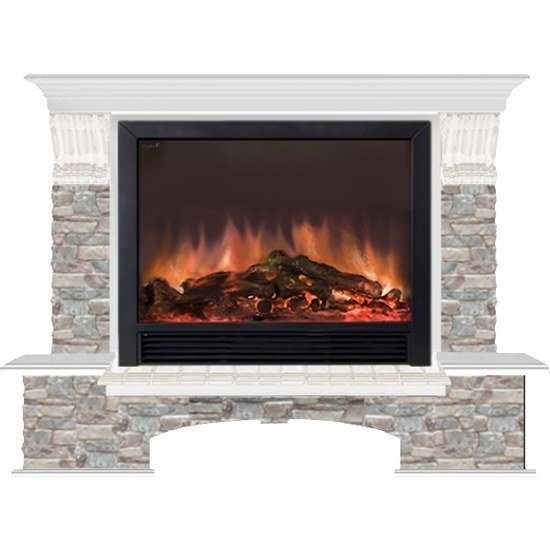 Каминокомплект Glenrich Бостон Sharm 33 black беленый дуб