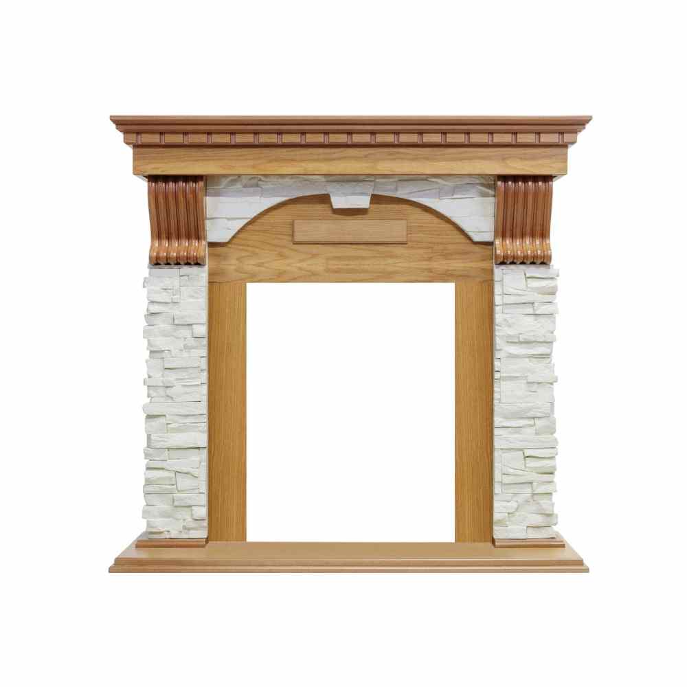 Каминокомплект Royal Flame  Dublin - Дуб / Сланец белый с очагом Aspen Black