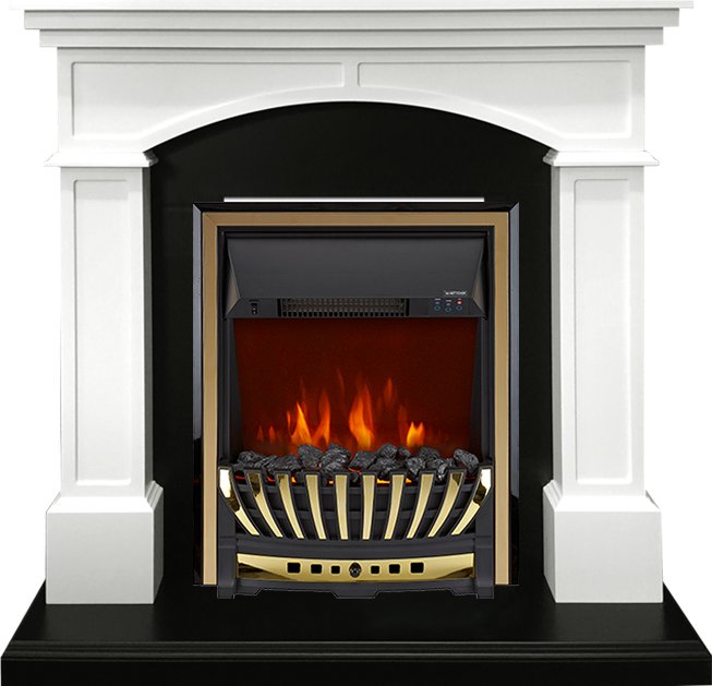 Каминокомплект Royal Flame  Langford - Белый с черным с очагом Aspen Gold
