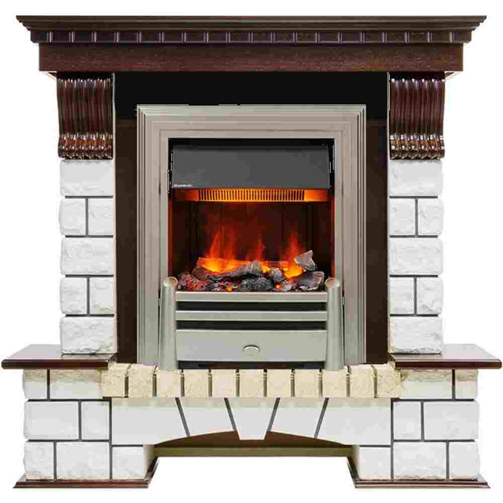 Каминокомплект Dimplex Pierre Luxe - Темный дуб / Белый (Высота 1050мм) с очагом Chesford