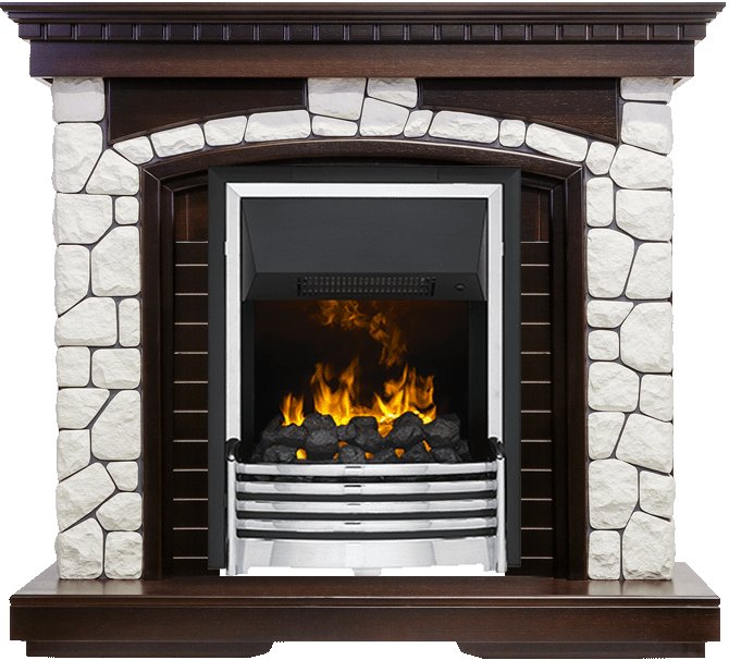 Каминокомплект Dimplex Glasgow - Темный дуб / Белый с очагом Flagstaff