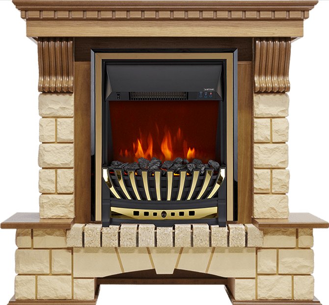 Каминокомплект Dimplex Pierre Luxe - Дуб / Шампань с очагом Aspen Gold