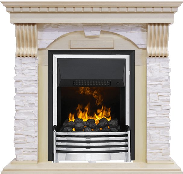 Каминокомплект Dimplex Dublin - Слоновая кость с патиной / Сланец крем с очагом Flagstaff