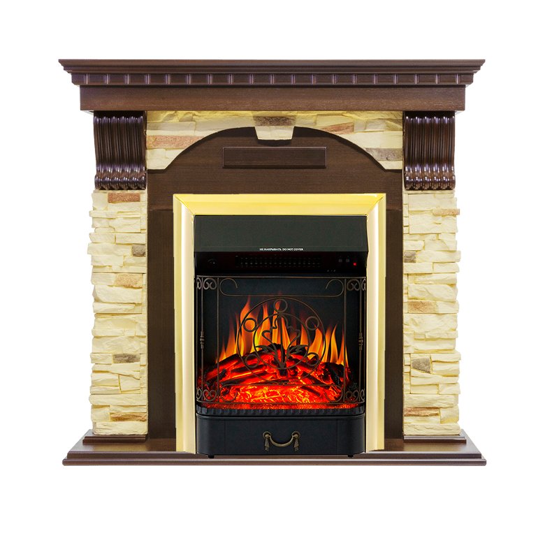 Каминокомплект Royal Flame  Dublin - Темный дуб / Сланец с очагом Majestic FX Brass