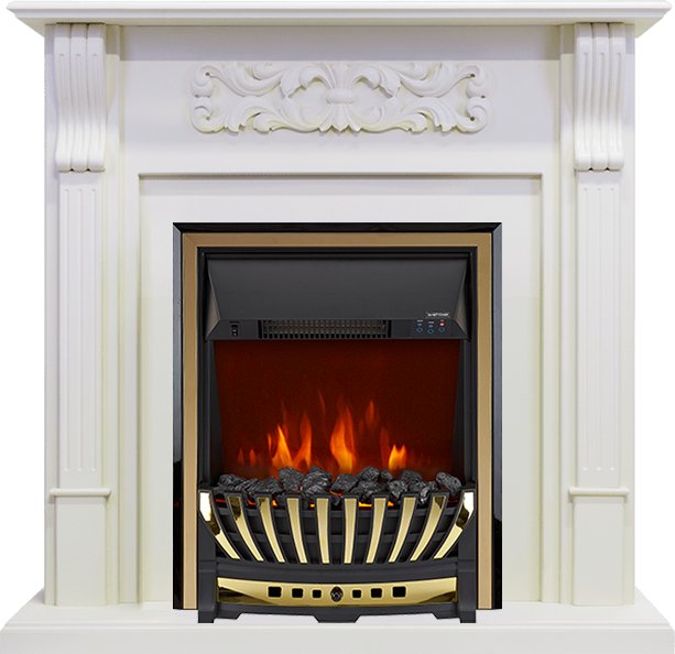 Каминокомплект Royal Flame  Venice - Фактурный белый с очагом Aspen Gold